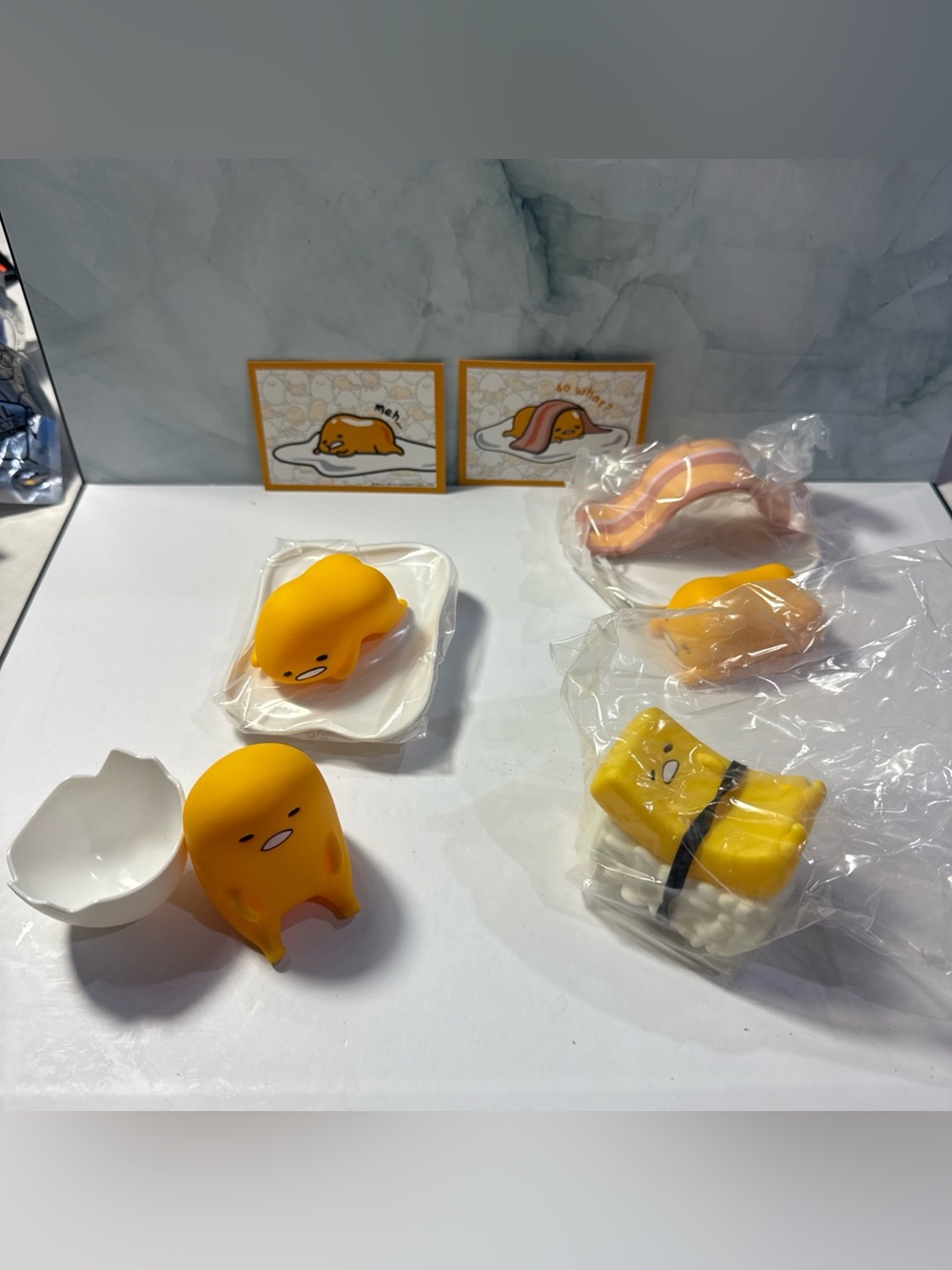 Gudetama Yellow Egg Character Figure Set of 4 all fresh out of package new